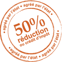 logo des 50% de réduction de crédit d'impots agréé par l'état pour Lauclean service de ménage à domicile sur lille et ses environs